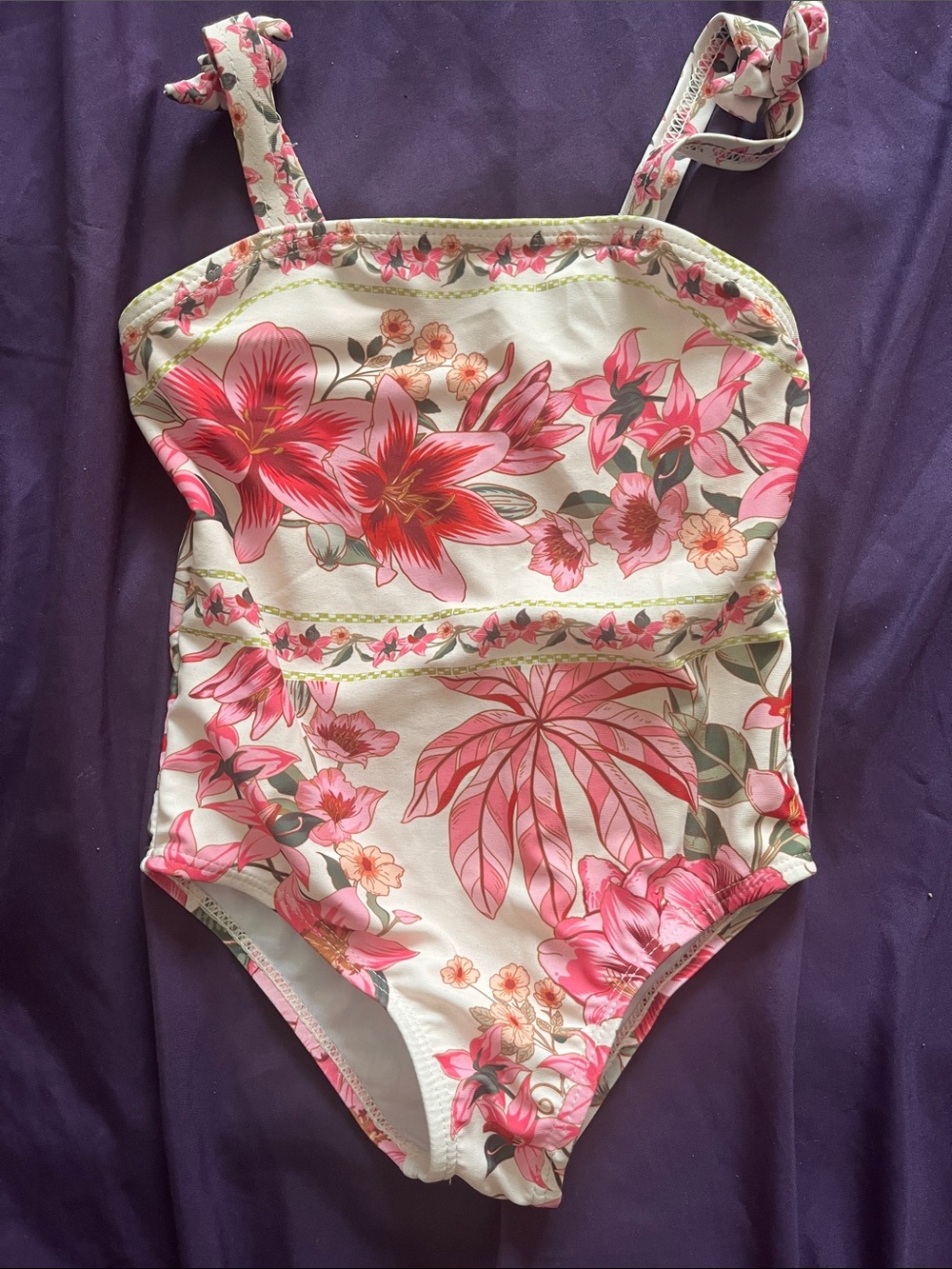 Girls' Pink Floral One-Piece Swimsuit - Kids Swim